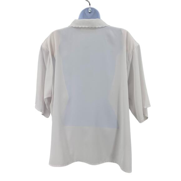 Yves St. Clair 2 White Blouse with Lace Detail & Shoulder Pads Womens Plus 22W - Picture 5 of 12
